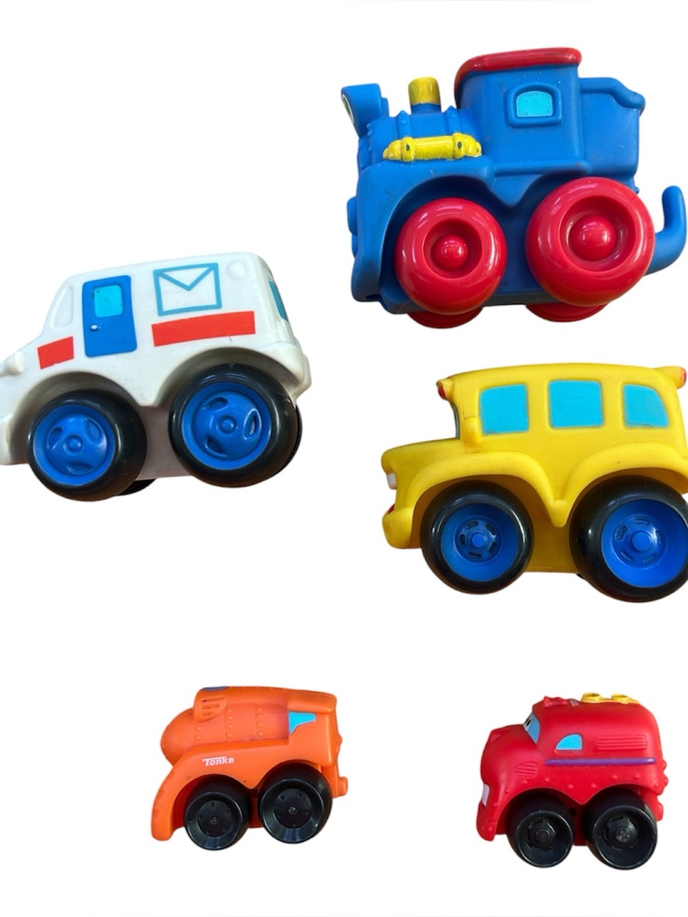 Lot of 5 Tonka Chuck & Friends Wheel Pals Toy Vehicles Train Bus Mail Truck